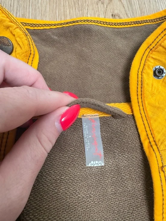 FP Movement by Free People Olive Brown Vest with Yellow Trim and Blue Pocket - Picture 2 of 4